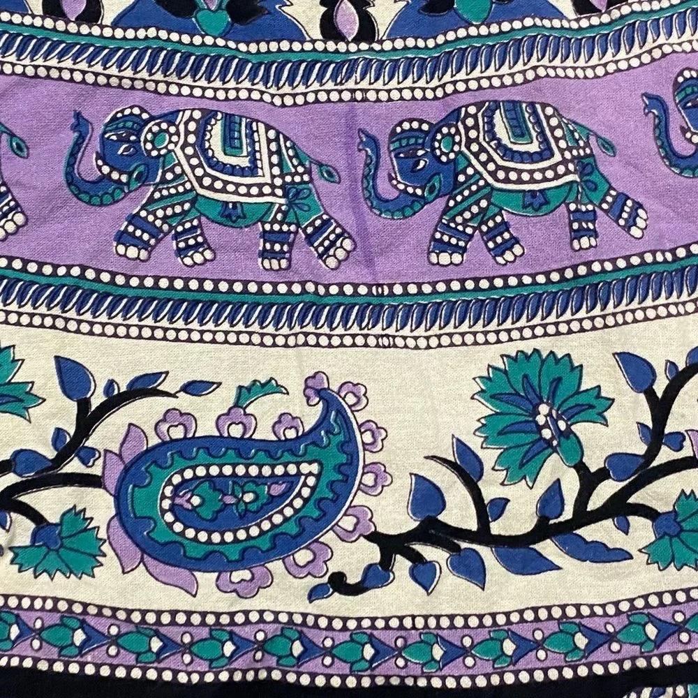 Elephant Mandala Bohemia Round Tapestry Tablecloth Cotton Elephant Moose Print